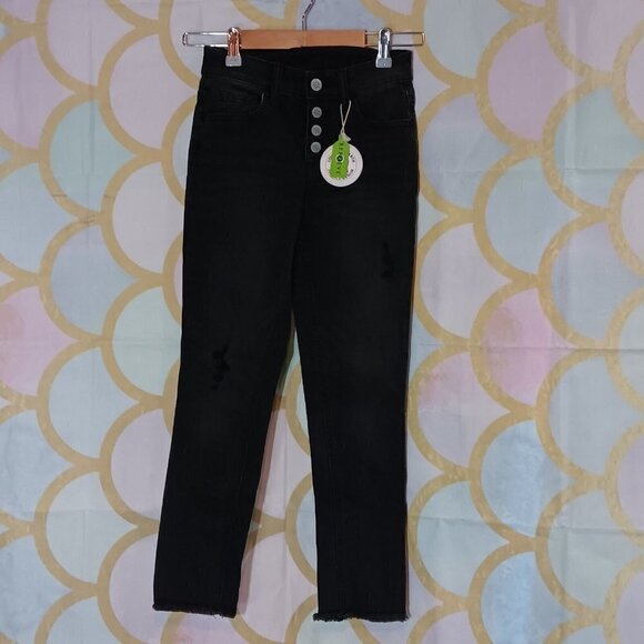 Justice Brand Fashion Jeans Size 10 Girls Washed Black Fringe Hem NWT - Picture 9 of 9